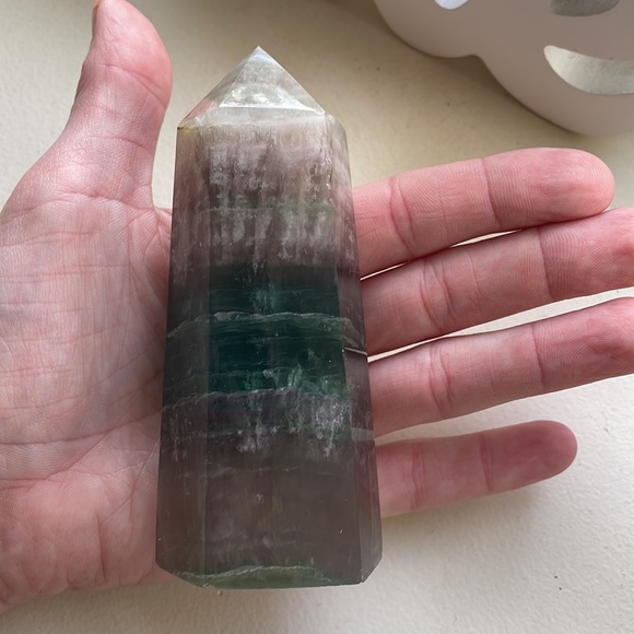 Beautiful Banded Large Chunky Fluorite Tower Obelisk - Picture 6 of 7